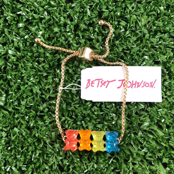 Betsey Johnson Jewelry - Gold-Tone Multicolor Gummy Bear Slider Bracelet